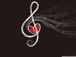 Music graphic of music staff with heart